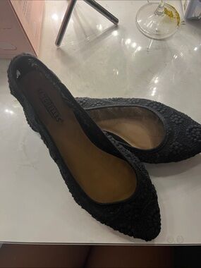 Seychelles Black Crochet Pointed Ballet Flats